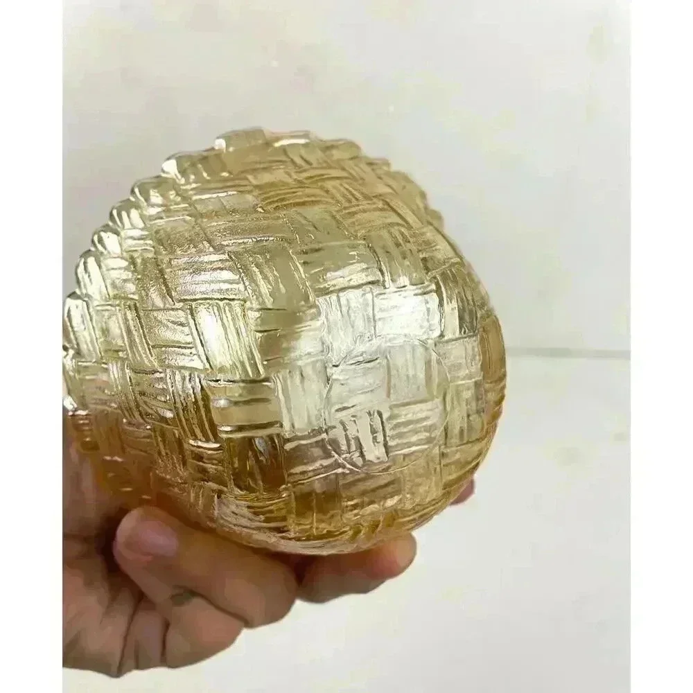VTG Indiana Amber Carnival Glass Bowl Basket Weave Pattern‎ 2.5